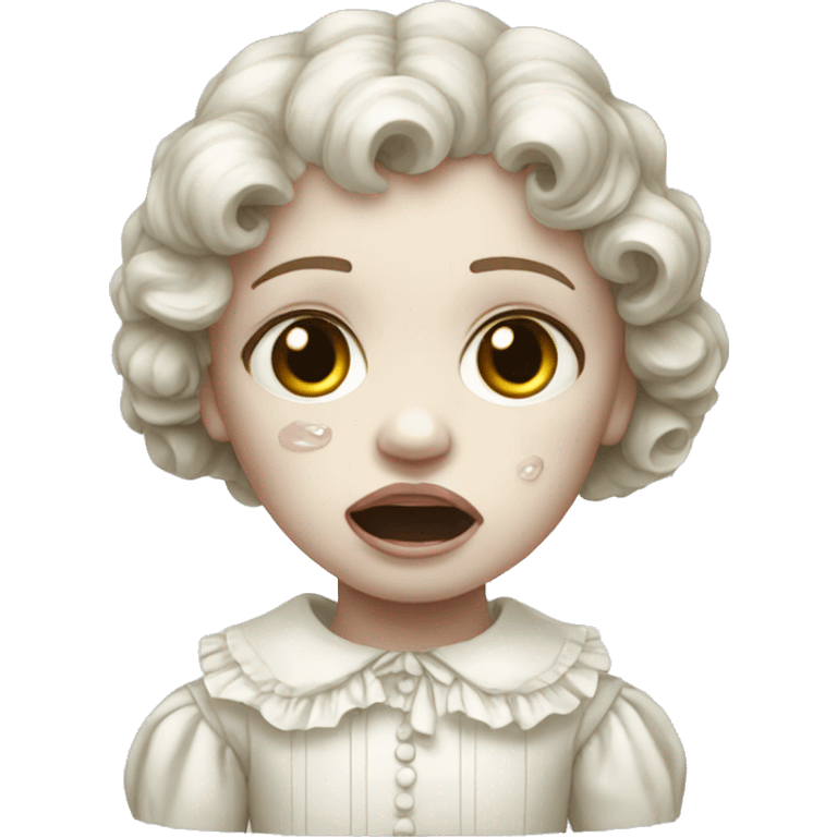 creepy cracked porcelain doll crying emoji