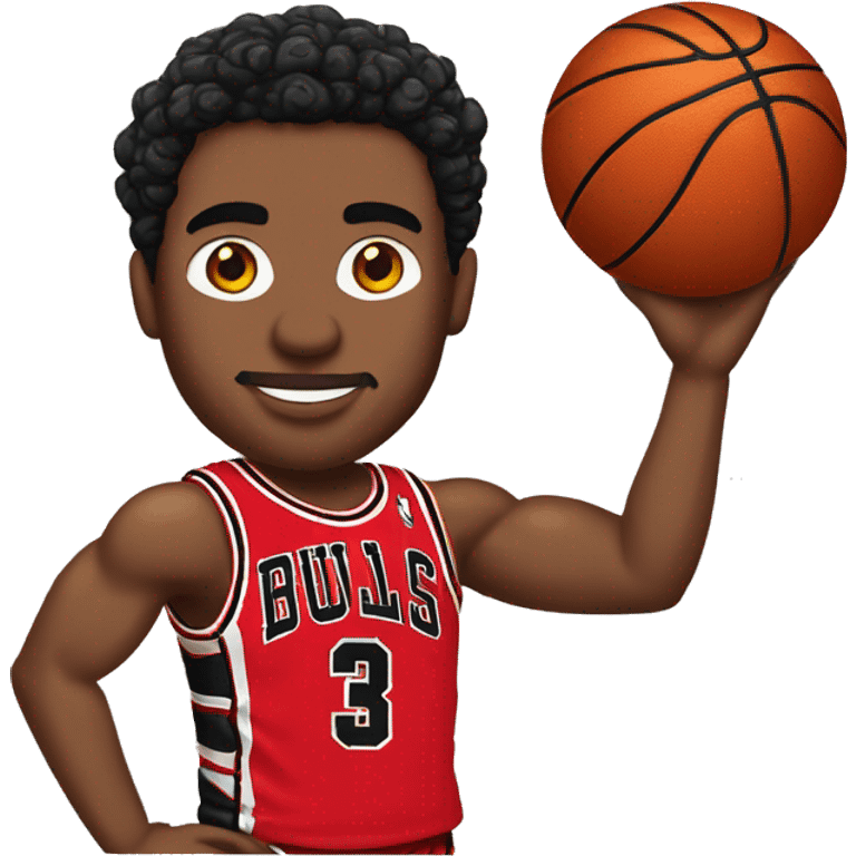 basketball player style "bitmoji snapchat", with red chicago bulls tshirt emoji