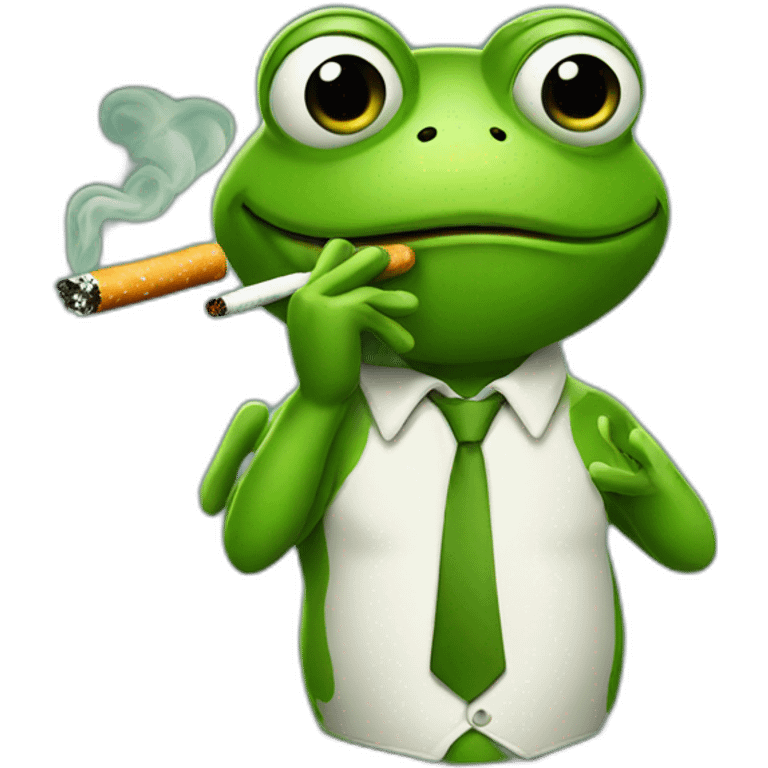 Frog smoking cigarettes emoji