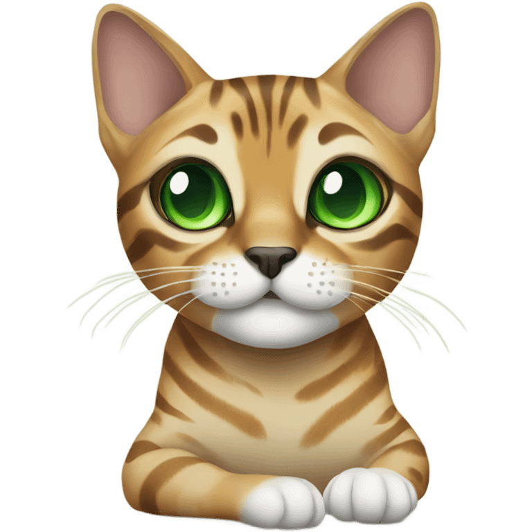 bengal cat with green eyes who does yoga emoji