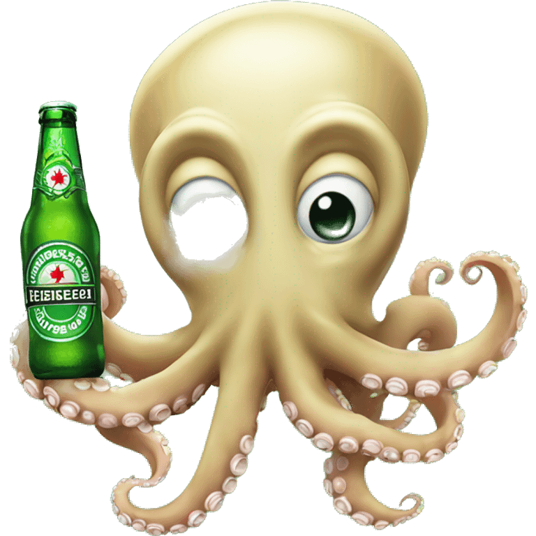 Octopus holding a Heineken beer emoji