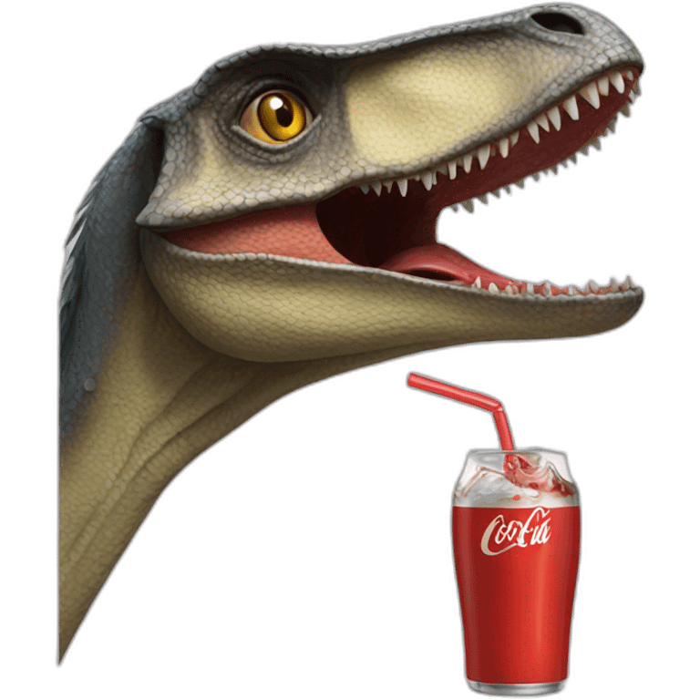 A velociraptor that drinks Coke emoji