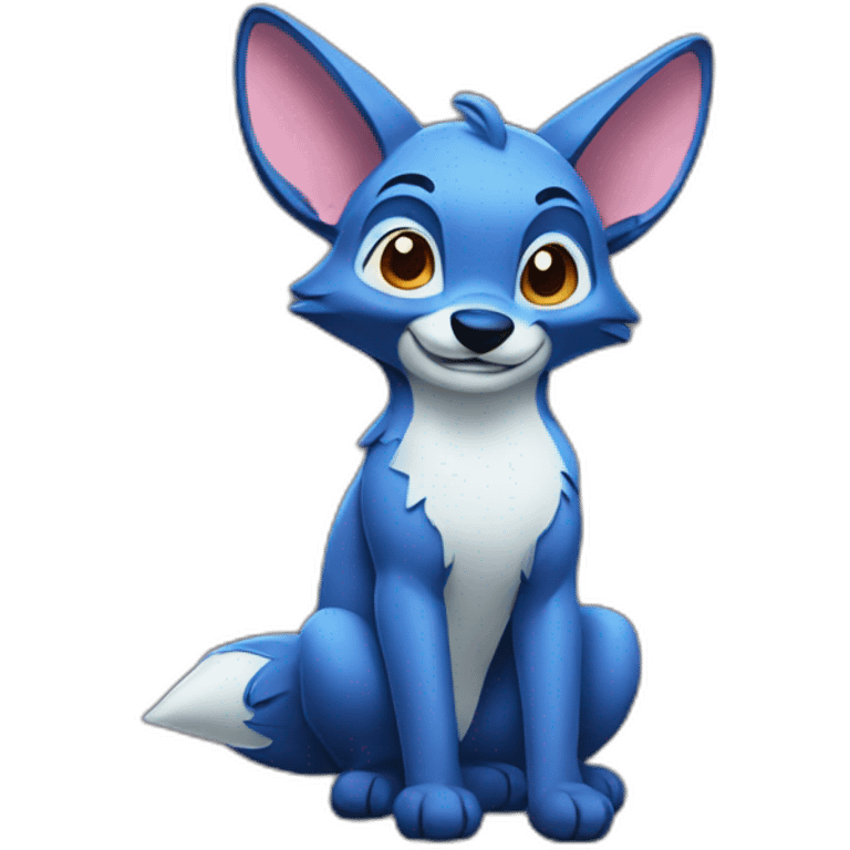 Stitch on a Fox emoji