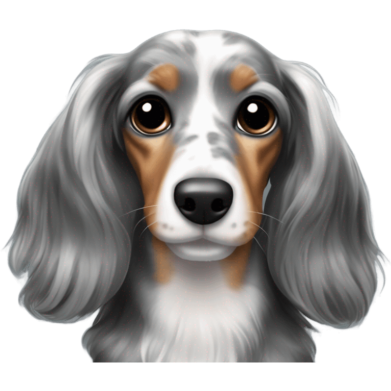 Long-haired marble dachshund emoji