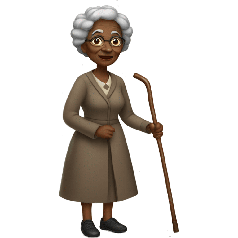 old black woman with walking stick emoji