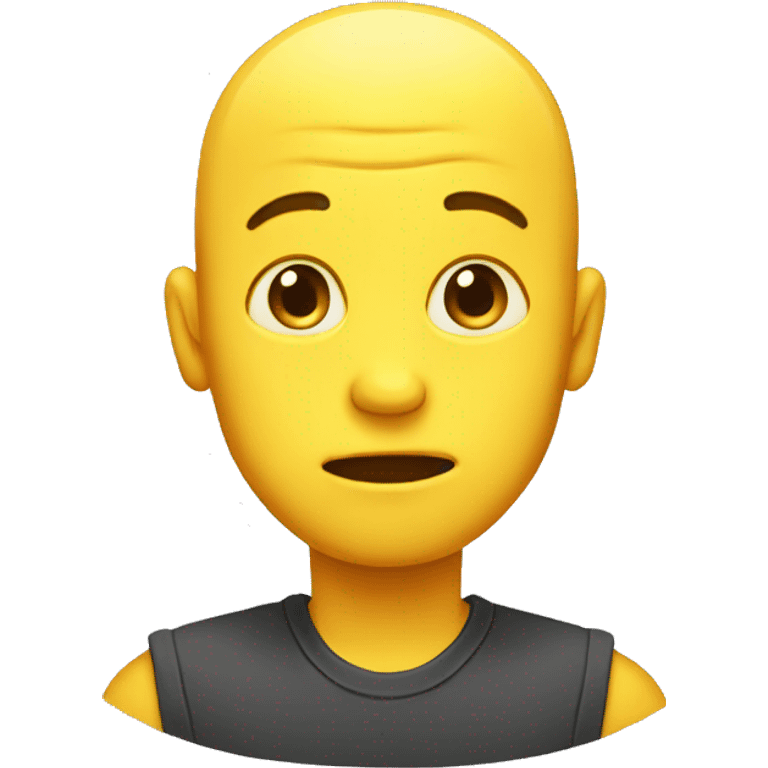 Yellow bald emoji with very big frown and big forehead emoji