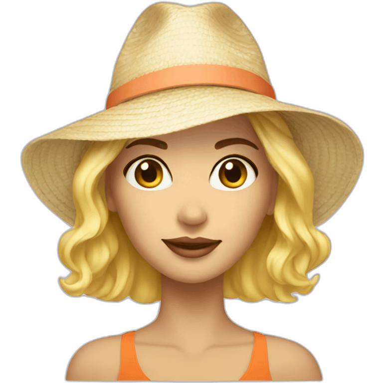 fashion white women with summer hat emoji