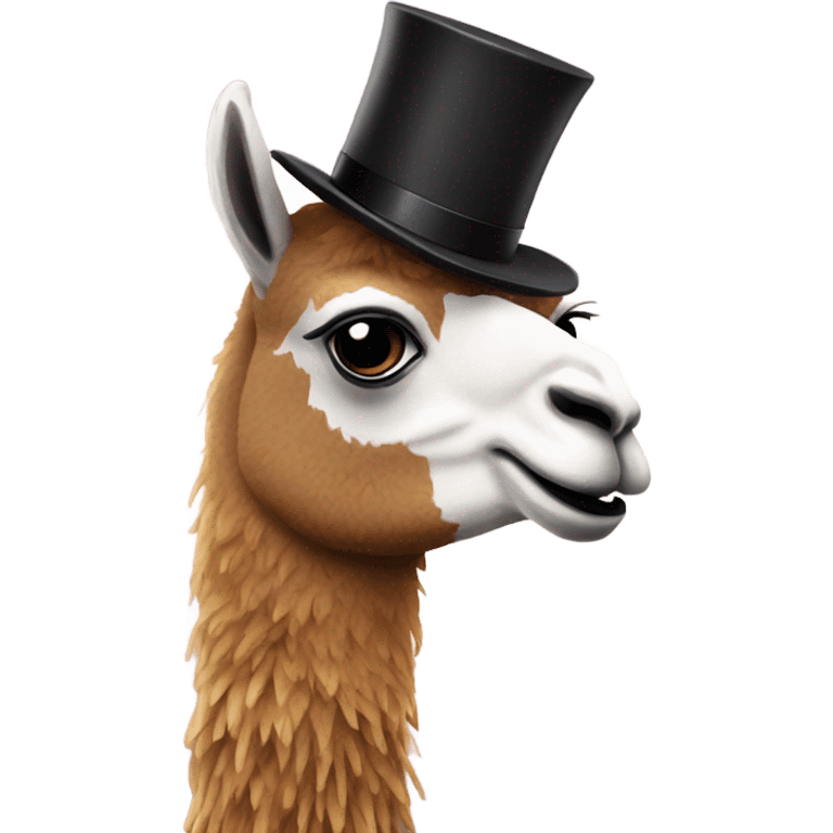 Llama wearing top hat celebrating new years emoji