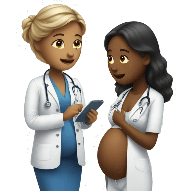 pregnant girl talking to a doctor emoji