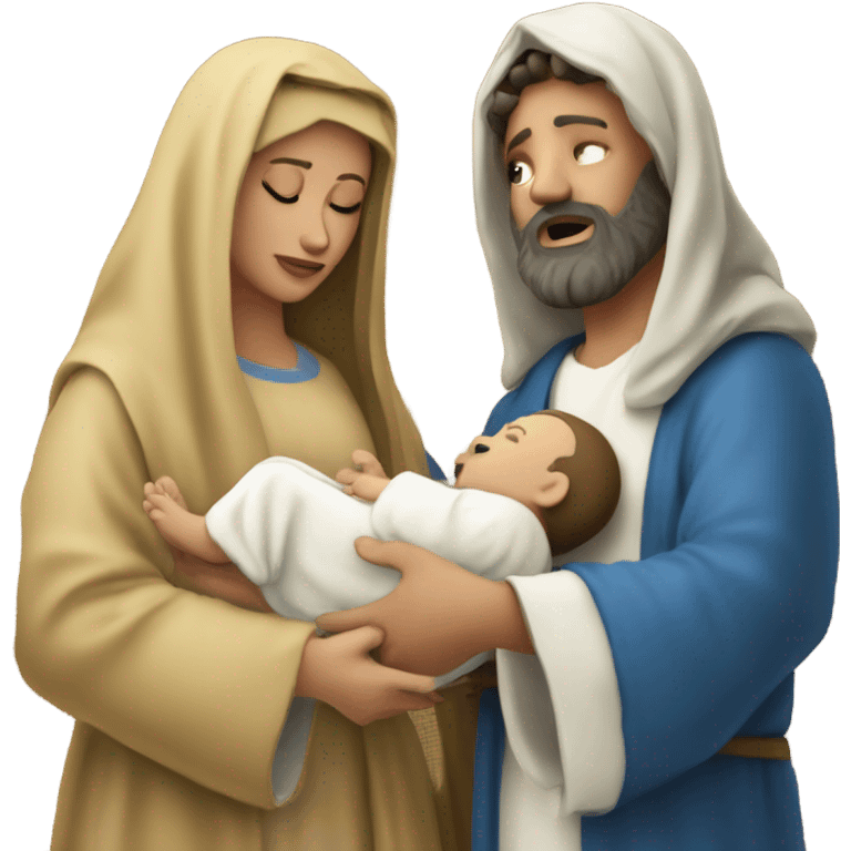 Baby Jesus Mary and Joseph manager ￼scene emoji