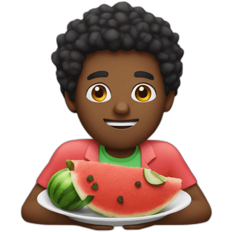 black man eating fried chicken and watermelon emoji