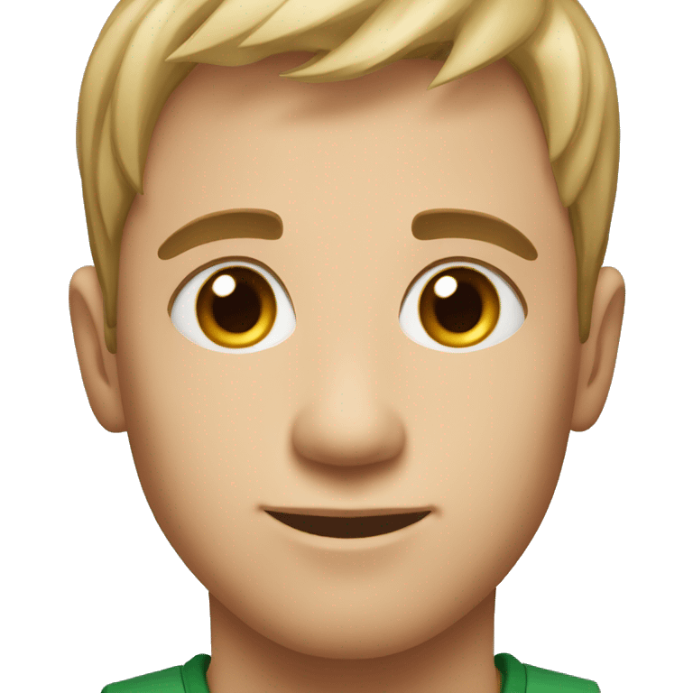 Young, bright-faced male face with short sports hair emoji