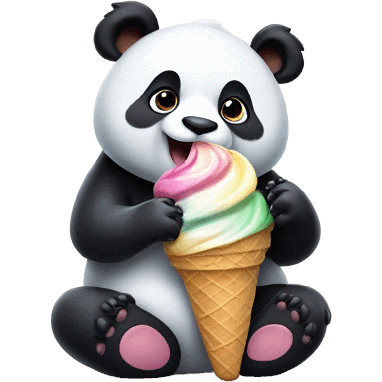 Panda eating ice cream emoji