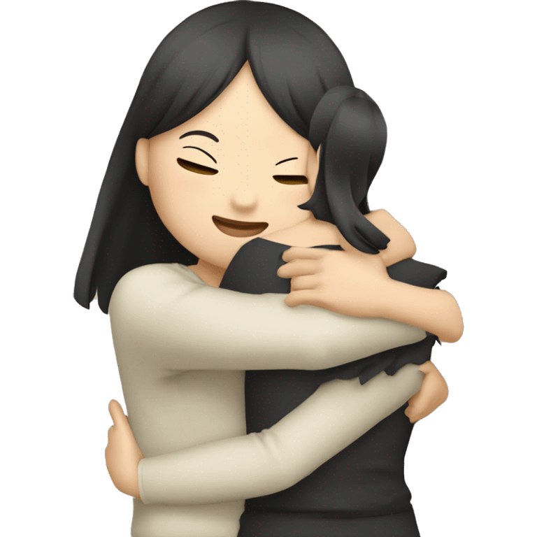 asian Girl Hug with japanese spitze emoji