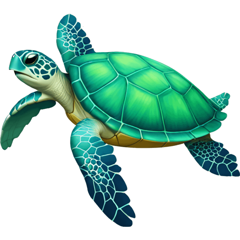 Sea turtle with Hawaiian flower emoji