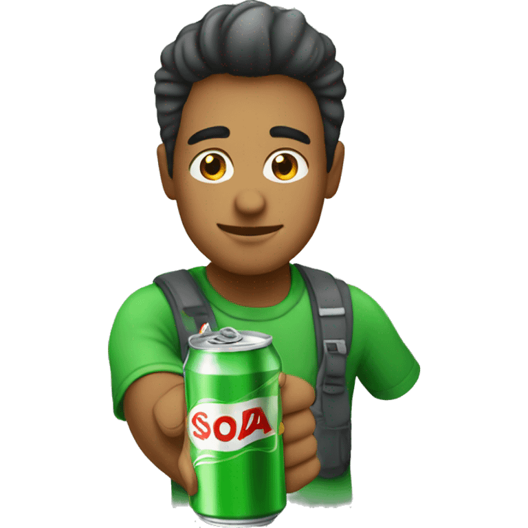 Guy drinking green canned soda  emoji