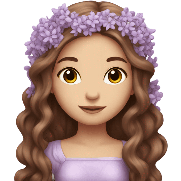 Beautiful lilac fairy long brown hair flowers emoji