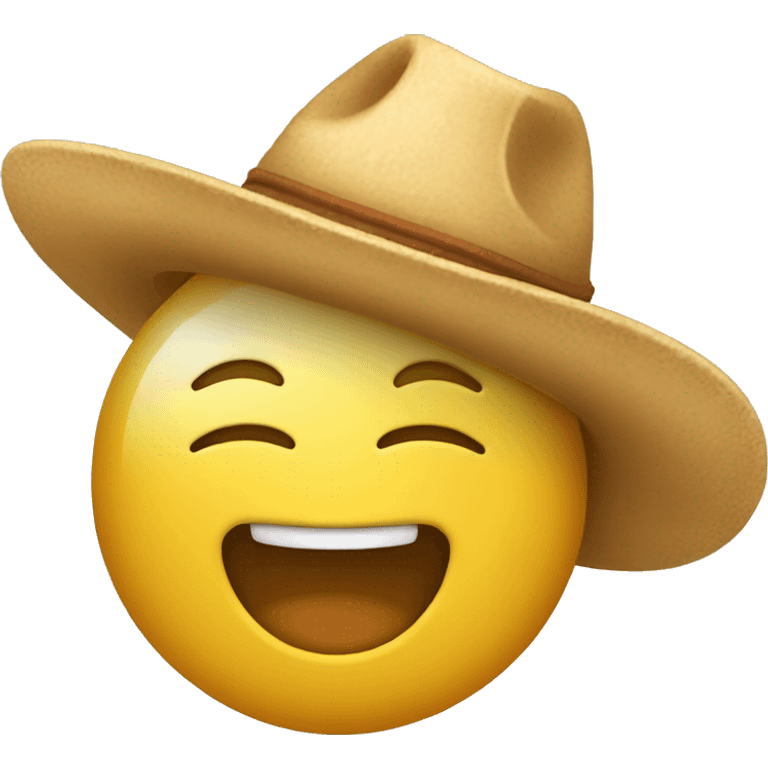 cara redonda amarilla sonriendo con un sombrero emoji