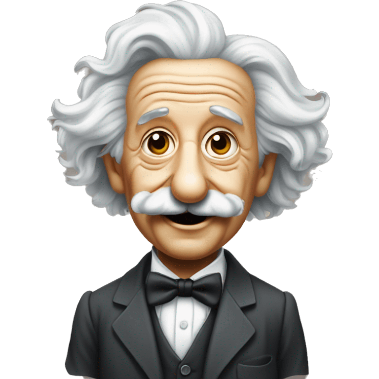 a mischievous looking albert Einstein full body wearing a bow tie emoji