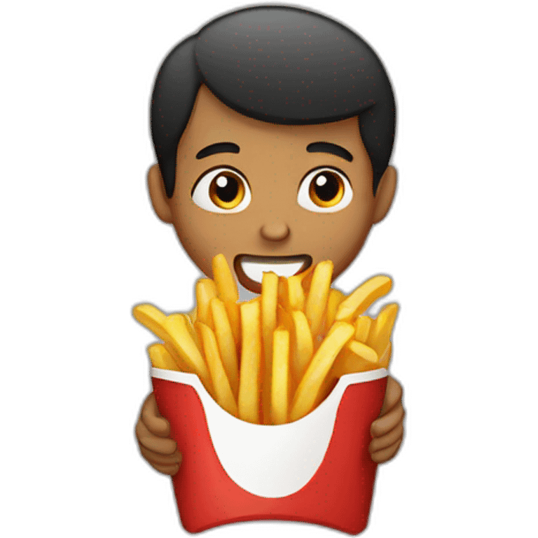 Boy eating french fries  emoji