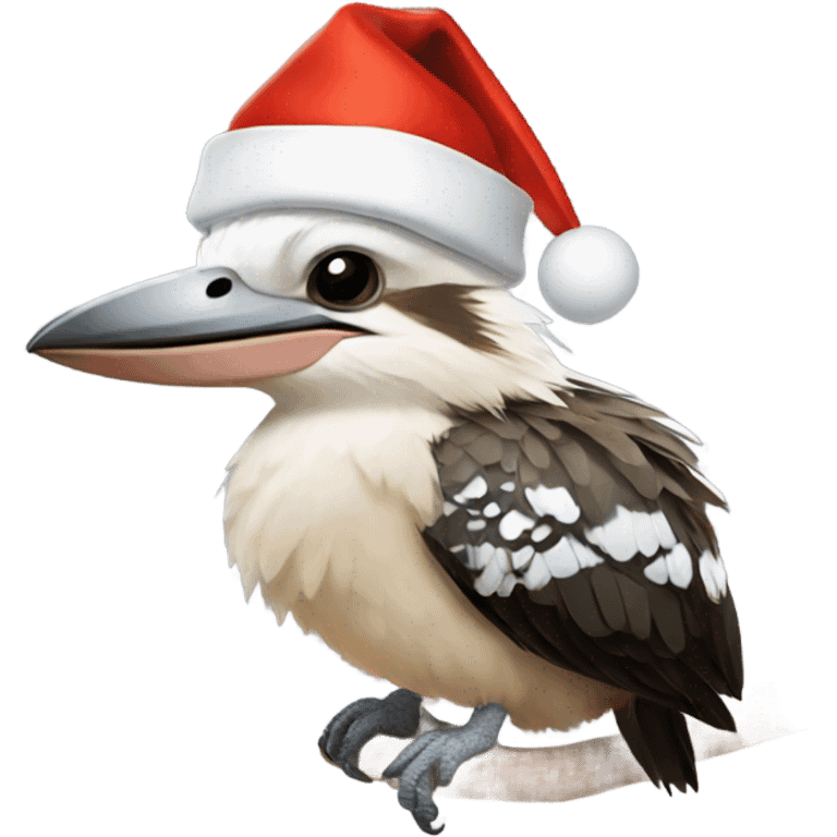 A cute kookaburra wearing a Christmas hat  emoji