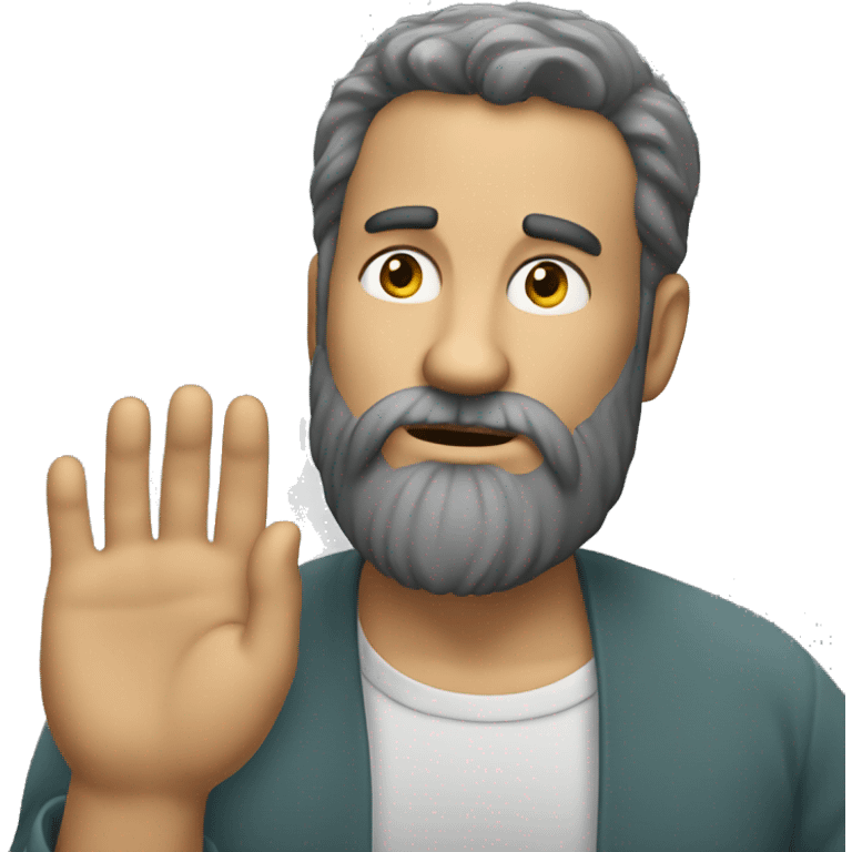 A bearded man thinking with his hand near its face emoji