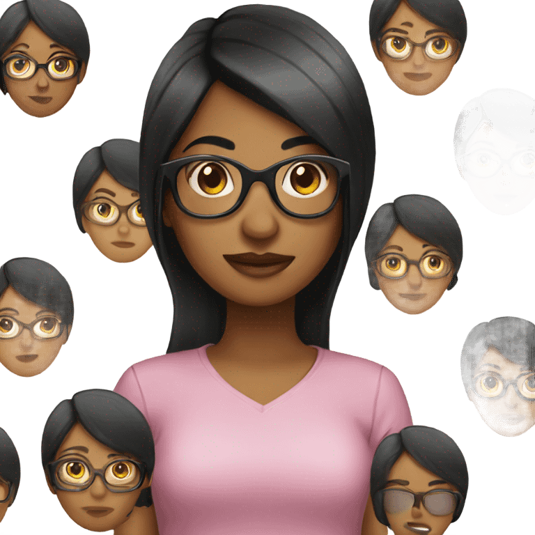 Brown girl with glasses and straight black hair emoji