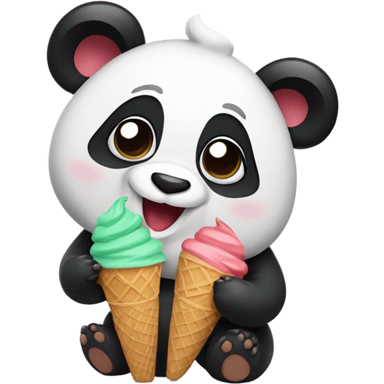 Panda eating ice cream emoji