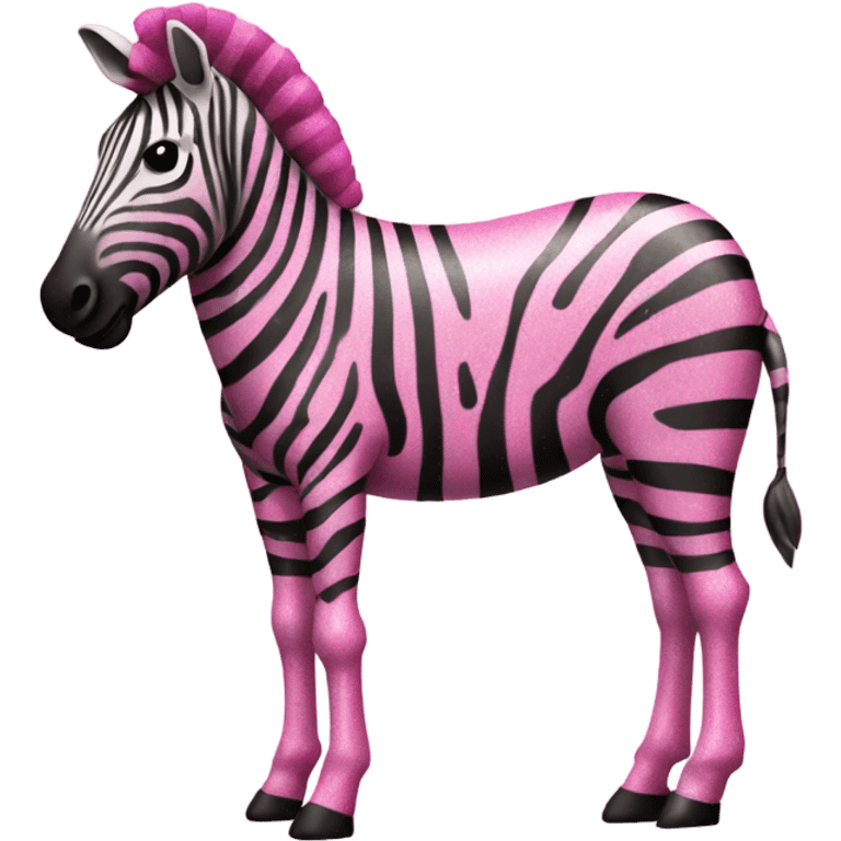 Pink full-body zebra with glitter emoji