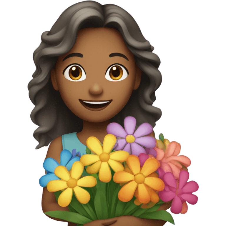 Girl holding flowers emoji