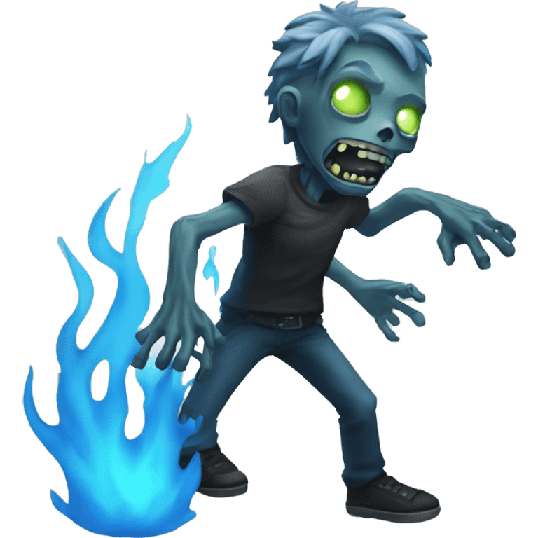 Dark black gray silver zombie blue flames blue glow emoji