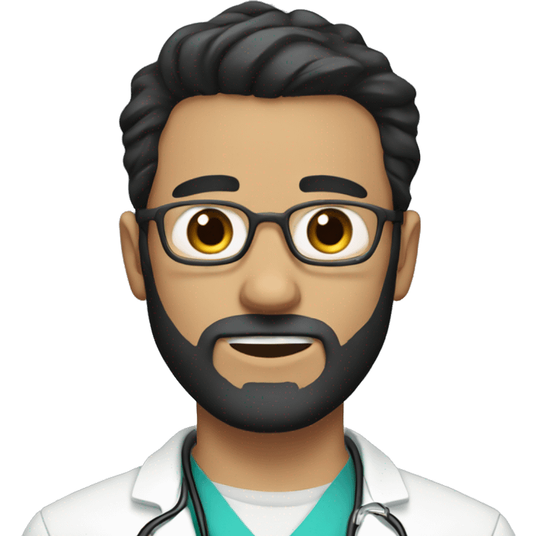 young white male doctor with full short beard, has black hair  emoji