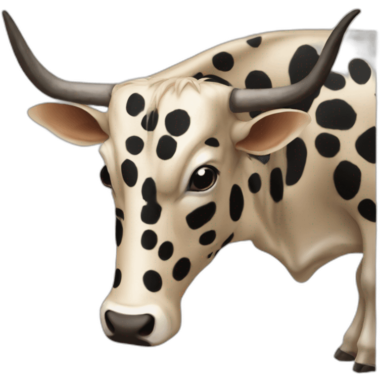 SPOTTED LONGHORN COW LONG LONG LONG emoji