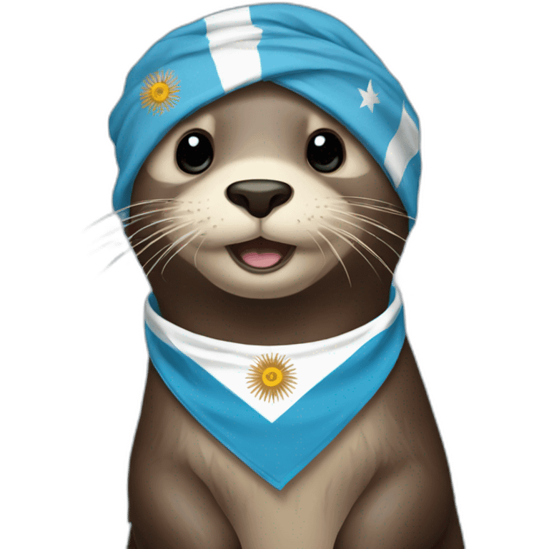 otter with a bandana of the flag of Argentina emoji