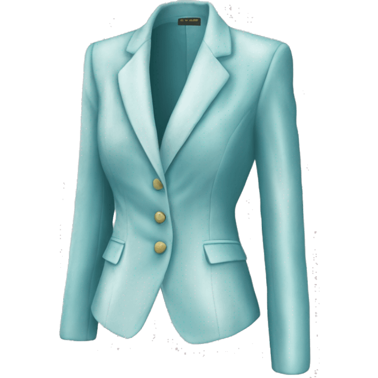 Hyper Realistic isolated side view of a pair of velvet light robins egg blue feminine blazer jacket. emoji