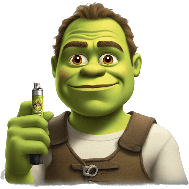 shrek holding vape emoji