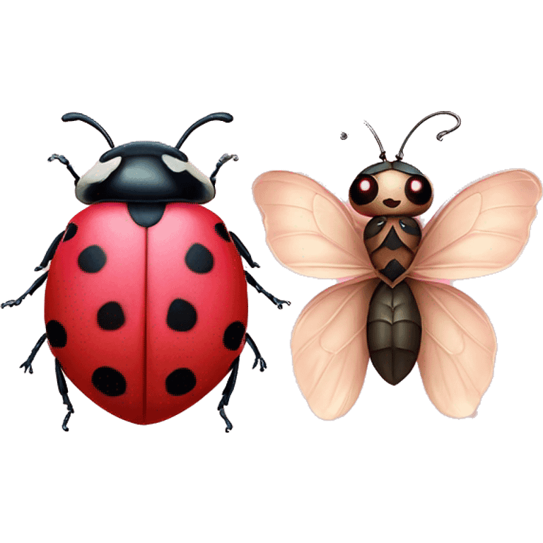 Lady bug and pink cute moth as best friends emoji