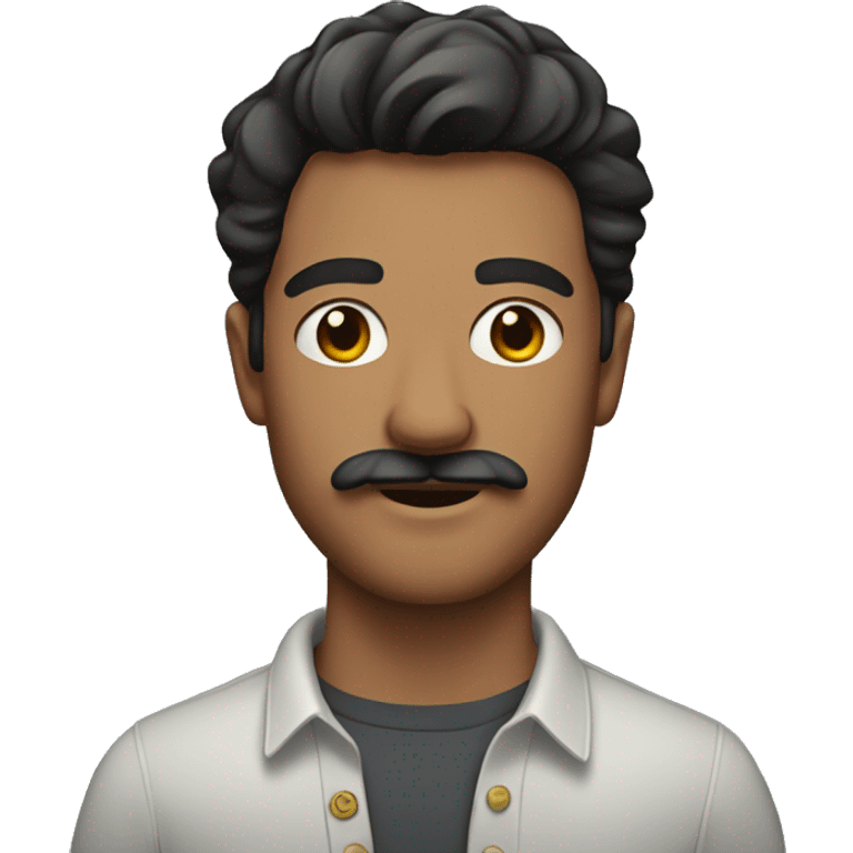 Man in his 20s with soft mulet and moustache emoji