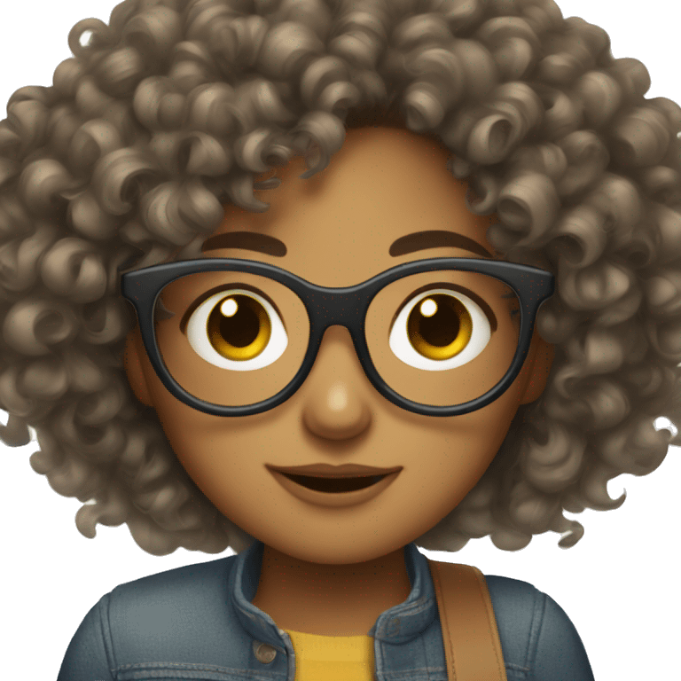 a curly girl who wears glasses and rarely brushes her hair emoji