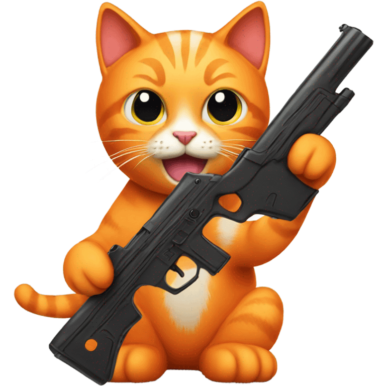 Orange cat with a gun emoji