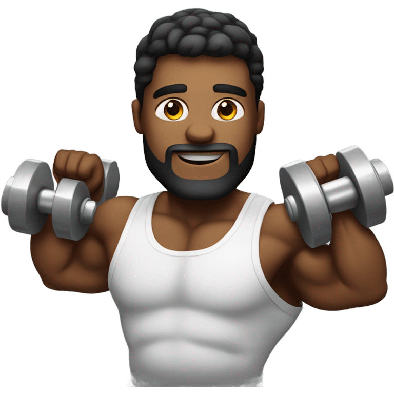 man with very big biceps with dumbell emoji