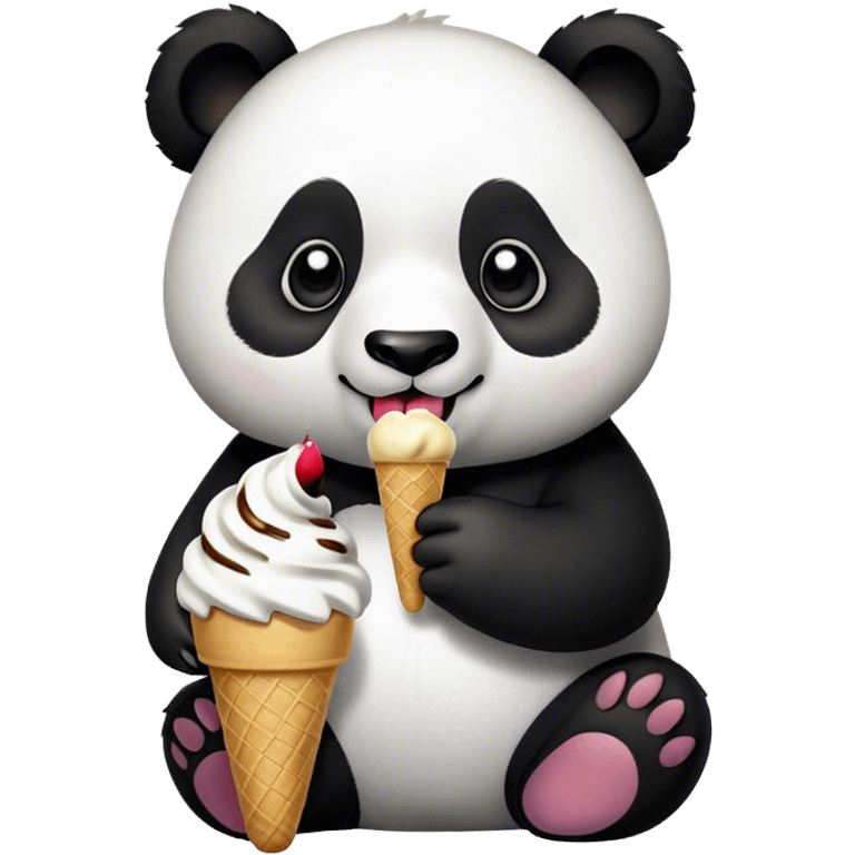 Panda eating ice cream emoji