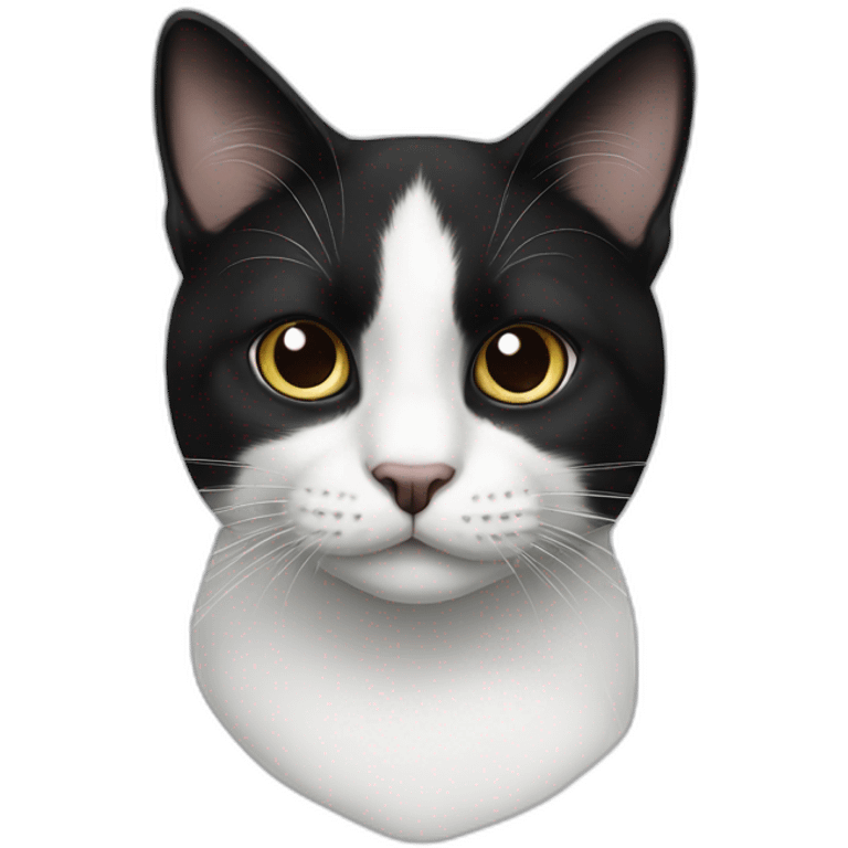 Black and white Cat with black spot near the nose emoji