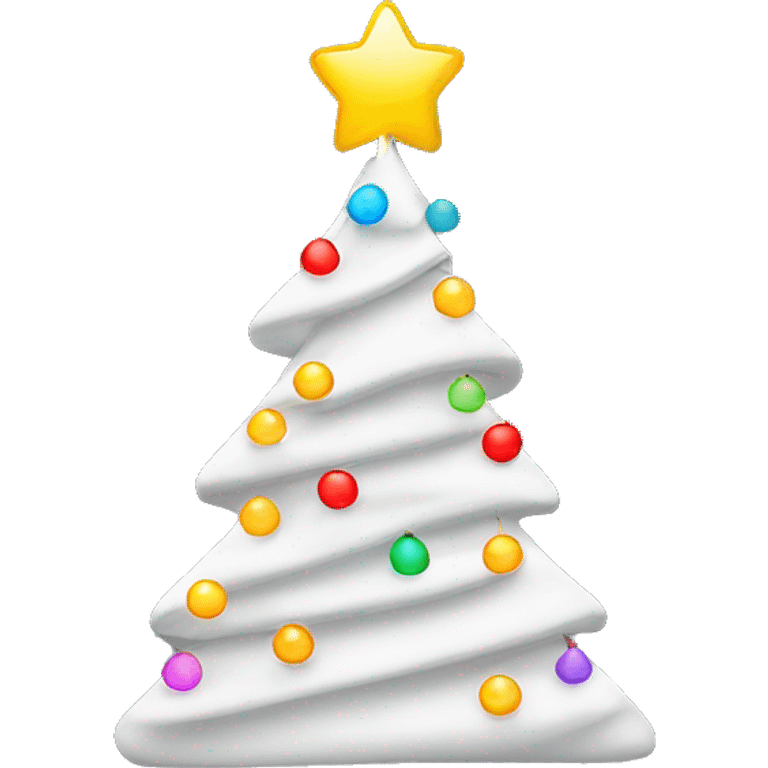 White Christmas tree with colorful string lights emoji