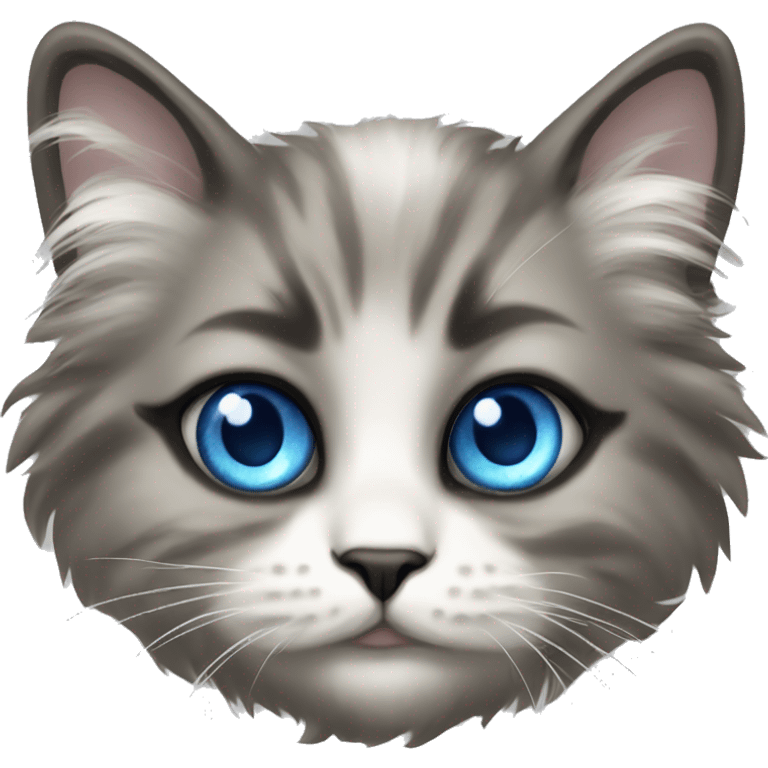 Nevsky masquerade fluffy cat with blue eyes emoji