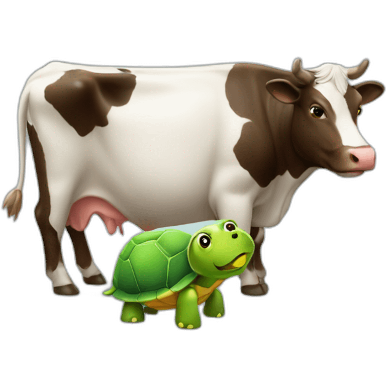 Vache avec une tortue emoji