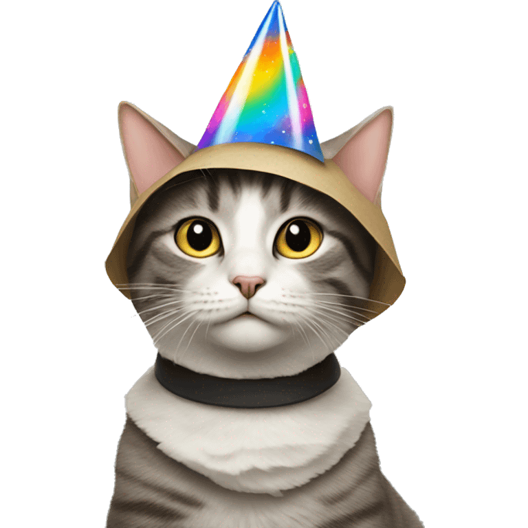 cat wearing a birthday hat at a star wars birthday party emoji