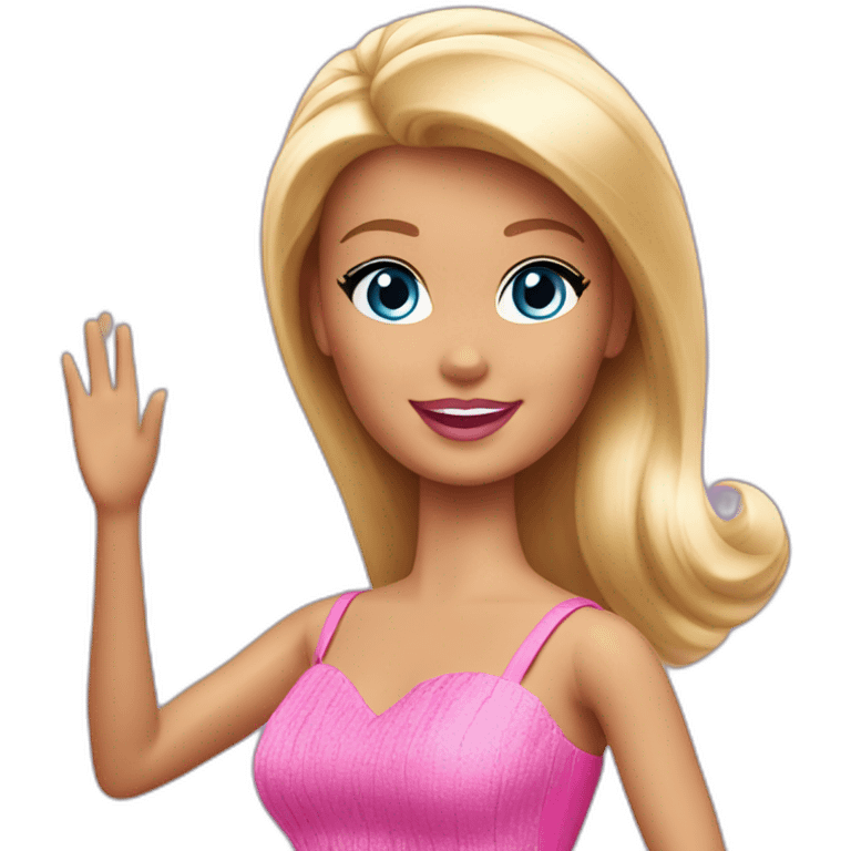 Barbie waving emoji