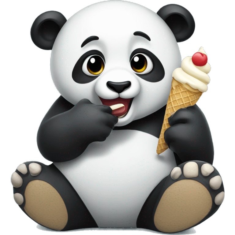 Panda eating ice cream emoji