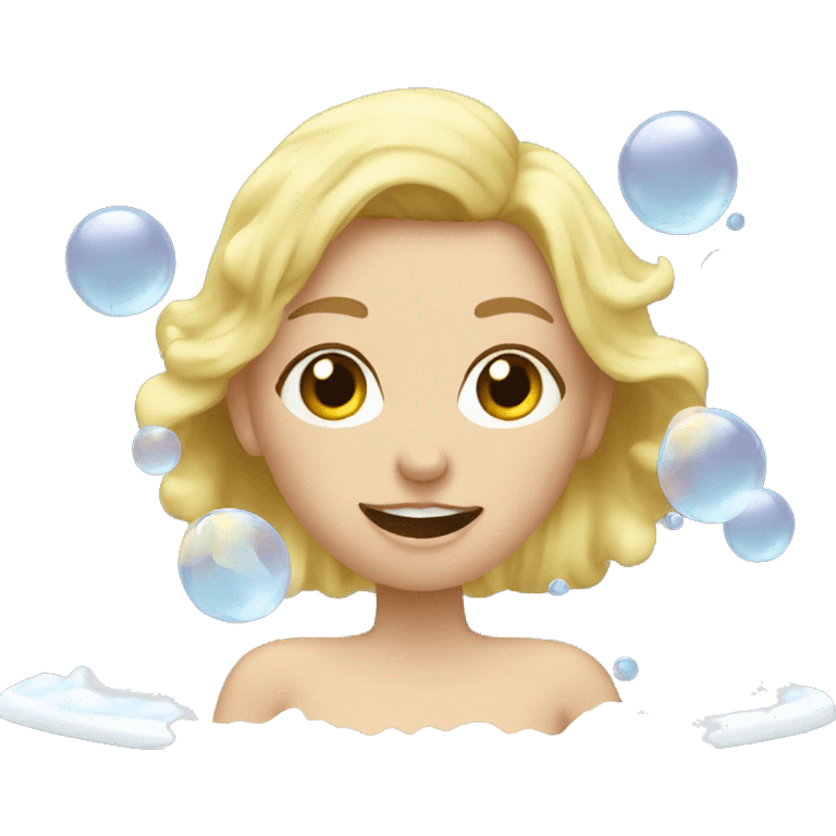 Blonde girl taking a bubble bath emoji